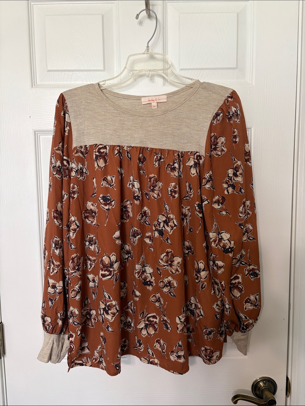 Rust Floral Yoke Blouse